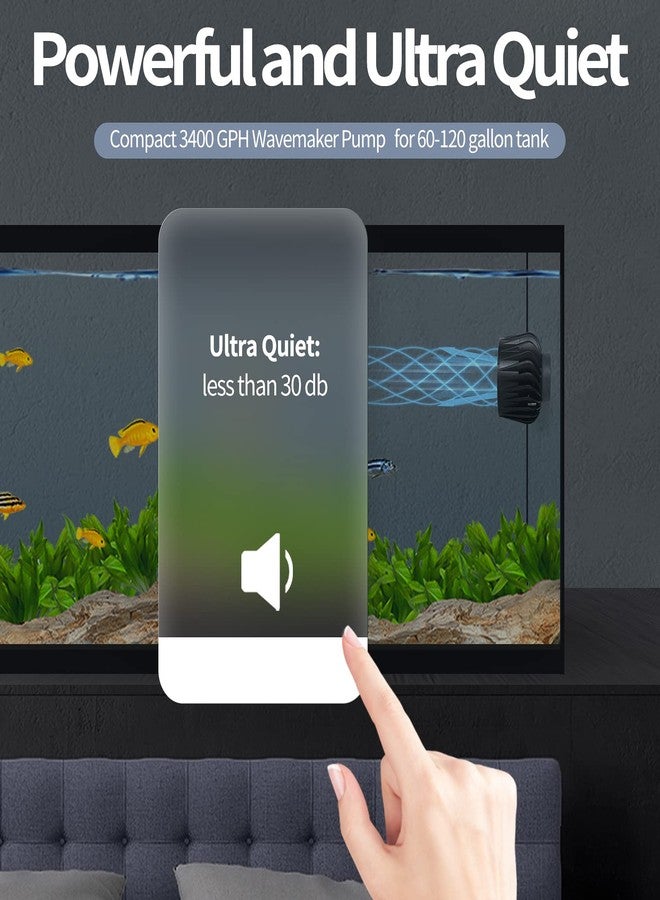 UPETTOOLS Aquarium Wave Maker With Controller, 3400 GPH DC Circulation Pump, Ultra-Quiet Fish Tank Powerhead with Magnetic Mount Suction for 60-120 Gal Freshwater Saltwater Tank - Image 4